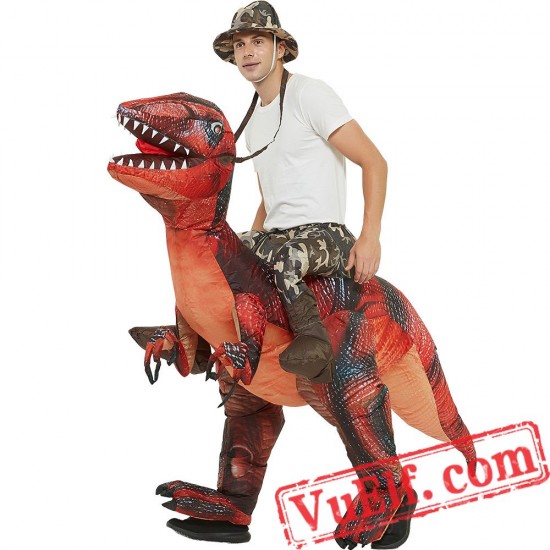 Velociraptor Dinosaur T-Rex Ride On Inflatable Blow Up Costume