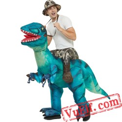 Velociraptor Dinosaur T-Rex Ride On Inflatable Blow Up Costume