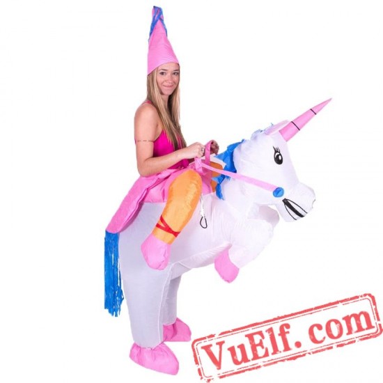 Adult Kids Unicorn Ride On Inflatable Blow Up Costume