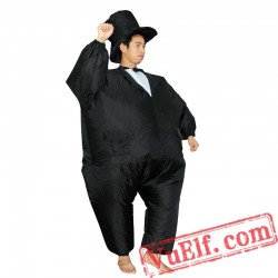 Black Suit Gentleman Inflatable Blow Up Costume