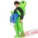 Adult Kids Scary Green Alien Inflatable Blow Up Costume 