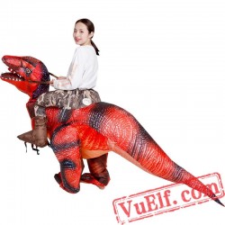 Adult Red Dinosaur T Rex Ride On Inflatable Blow Up Costume