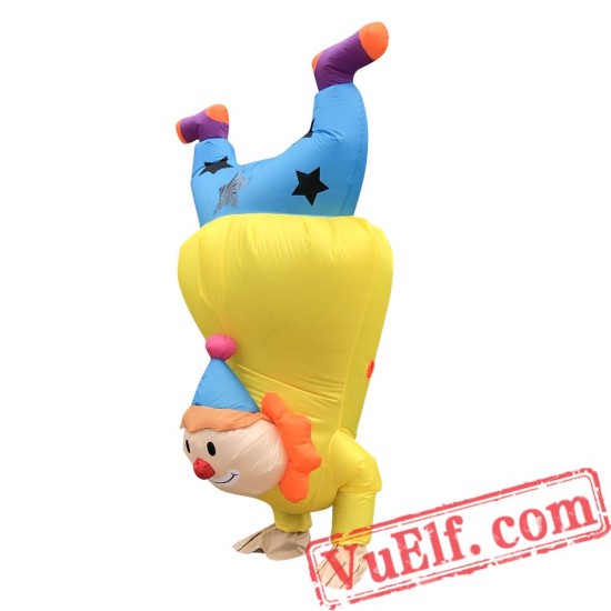 Adult Funny Handstand Clown Inflatable Blow Up Costume