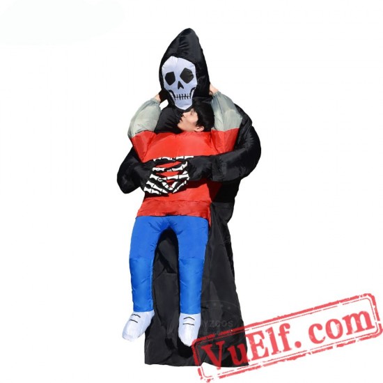 Adult Kids Grim Reaper Halloween Inflatable Blow Up Costume