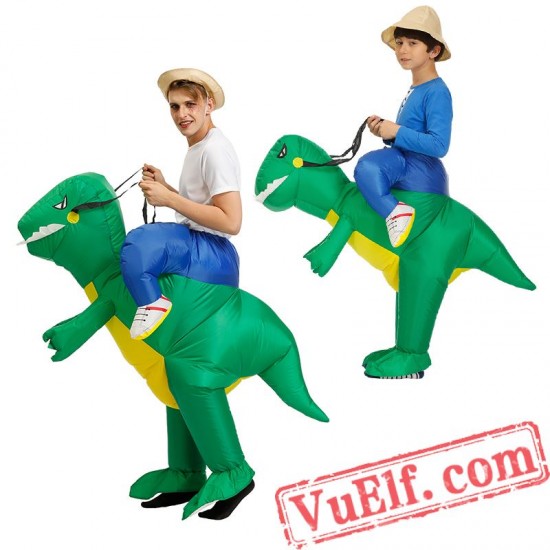 Adult Kids Dinosaur T Rex Ride On Inflatable Blow Up Costume