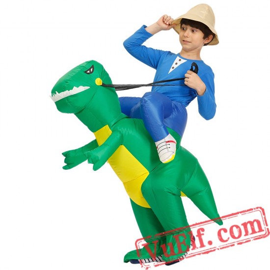 Adult Kids Dinosaur T Rex Ride On Inflatable Blow Up Costume