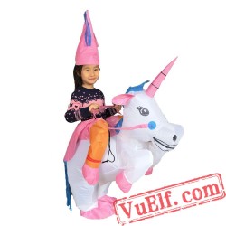Adult Kids Unicorn Ride On Inflatable Blow Up Costume