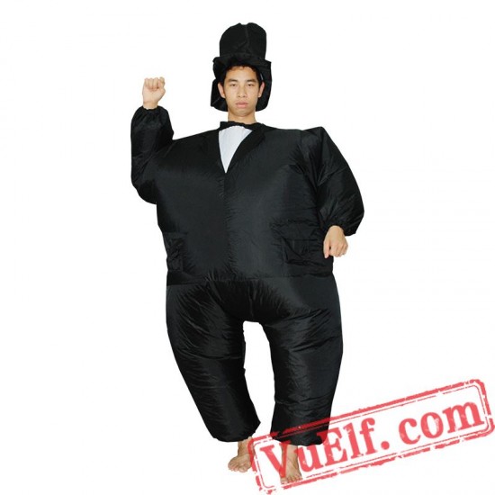 Black Suit Gentleman Inflatable Blow Up Costume