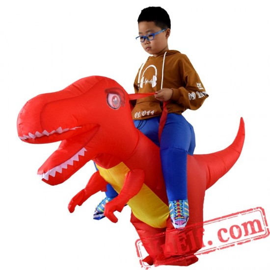 Kids Dinosaur T rex Ride On Inflatable Blow Up Costume