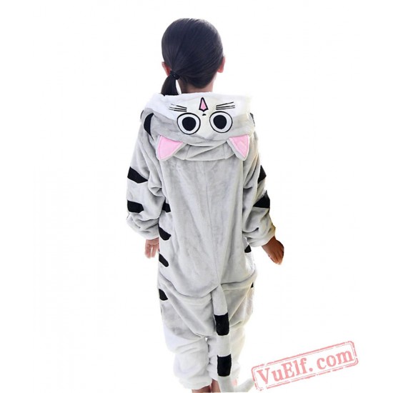 Kids Gray Cat Kigurumi Onesie Pajamas Kids Kigurumi Costumes