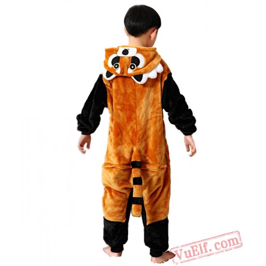 Kids Black Raccoon Kigurumi Onesie Pajamas Kids Kigurumi Costumes