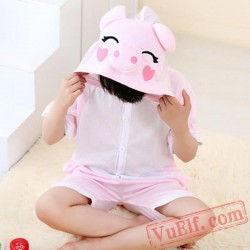Pink Pig Onesie Pajamas - Summer Kids Kigurumi Onesies