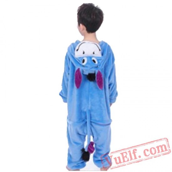 Blue Donkey Onesies Costumes Kids Kigurumi Pajamas