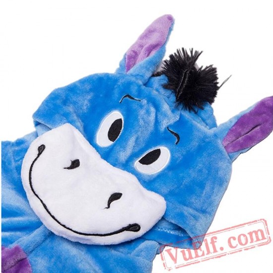 Blue Donkey Onesies Costumes Kids Kigurumi Pajamas