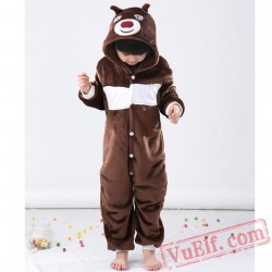 Brown Bear Kids Kigurumi Onesie Pajamas Animal Costumes