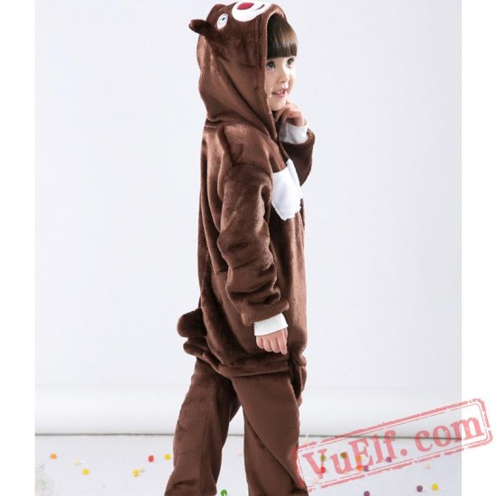 Brown Bear Kids Kigurumi Onesie Pajamas Animal Costumes