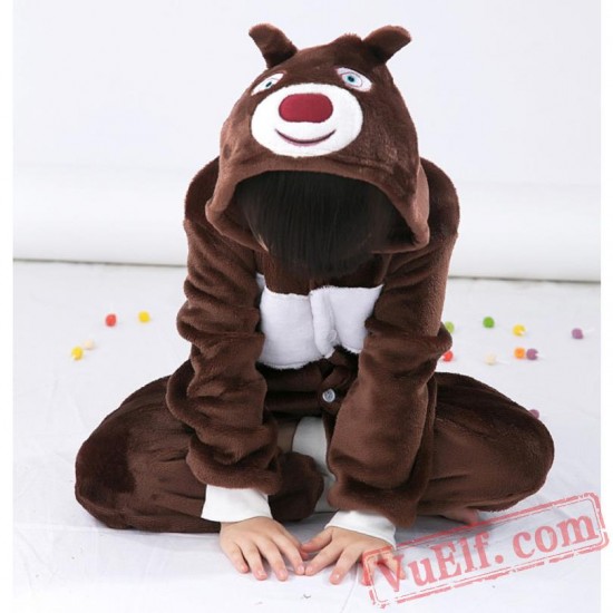 Brown Bear Kids Kigurumi Onesie Pajamas Animal Costumes