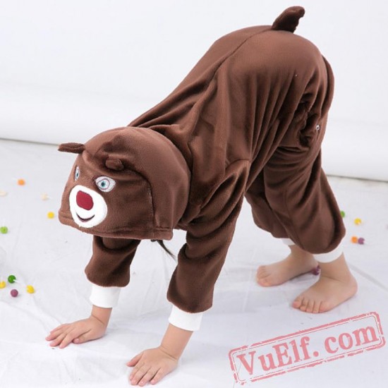 Brown Bear Kids Kigurumi Onesie Pajamas Animal Costumes