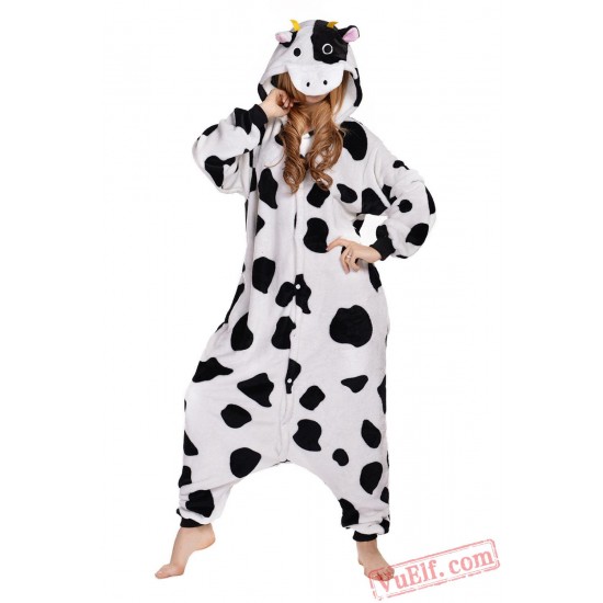 Black White Dot Milk Cow Onesie Costumes / Pajamas for Adult - Kigurumi Onesies