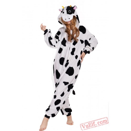 Black White Dot Milk Cow Onesie Costumes / Pajamas for Adult - Kigurumi Onesies