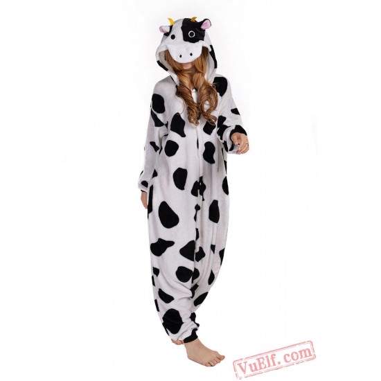 Black White Dot Milk Cow Onesie Costumes / Pajamas for Adult - Kigurumi Onesies