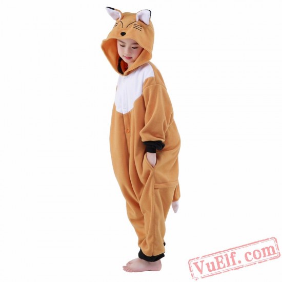 Brown Fox Onesie Costumes / Pajamas for Kids - Kigurumi Onesies