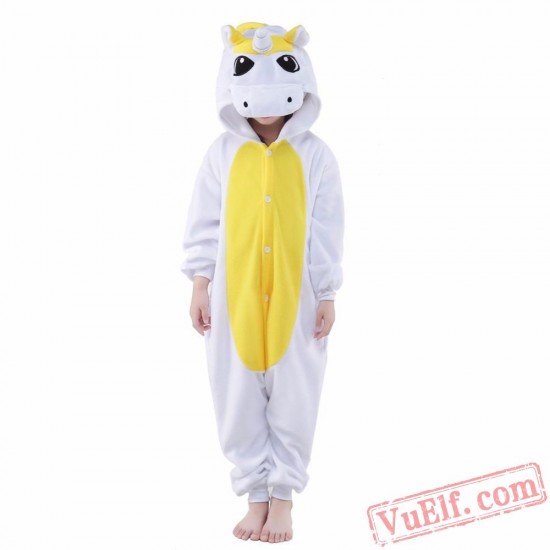 Golden Unicorn Onesie Costumes / Pajamas for Kids - Kigurumi Onesies