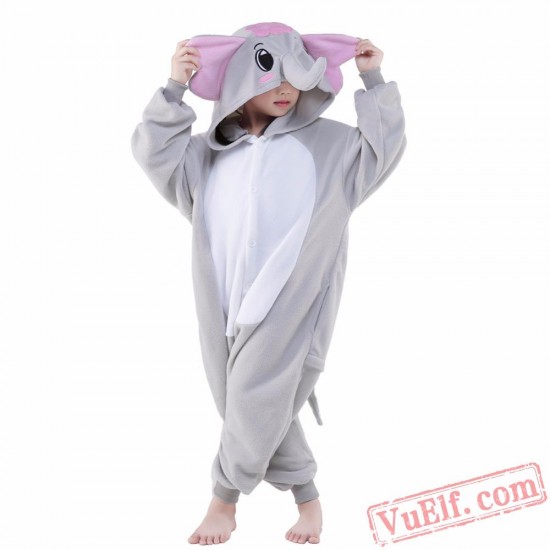 Grey Elephant Onesie Costumes / Pajamas for Kids - Kigurumi Onesies
