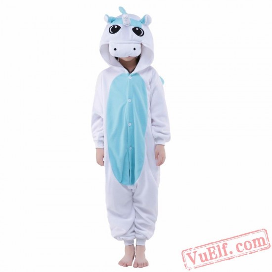 Blue Unicorn Onesie Costumes / Pajamas for Kids - Kigurumi Onesies