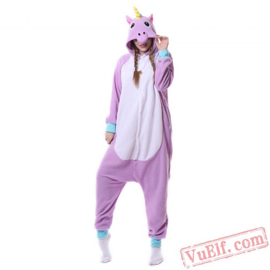 Purple Unicorn Kigurumi Onesie Pajamas Animal Costumes