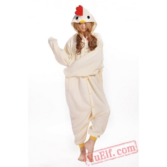 White Rooster Onesie Costumes Animal Kigurumi Pajamas