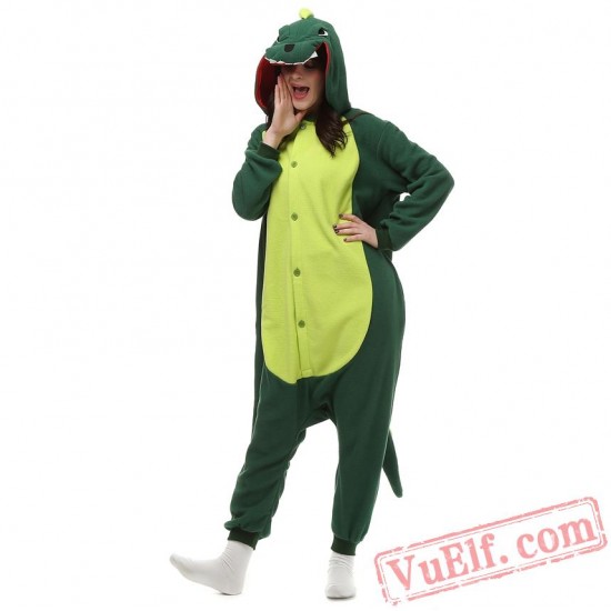 Green Dinosaur Onesie Pajamas Adult Kigurumi Costumes