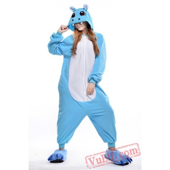 Blue Hippo Onesie Pajamas Animal Kigurumi Onesies