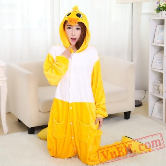 Adult Animal Onesies,Yellow Duck Kigurumi Pajama Costumes