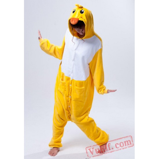 Adult Animal Onesies,Yellow Duck Kigurumi Pajama Costumes