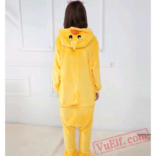 Adult Animal Onesies,Yellow Duck Kigurumi Pajama Costumes