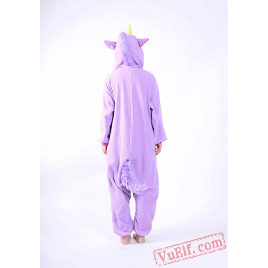 Purple Blue Unicorn Kigurumi Onesies,Adult Animal Pajama Costumes
