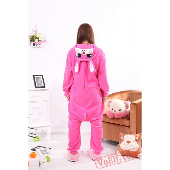 Pink Rabbit Kigurumi Onesie Pajamas,Adult Animal Onesies