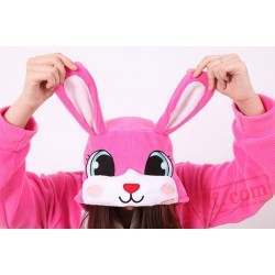 Pink Rabbit Kigurumi Onesie Pajamas,Adult Animal Onesies