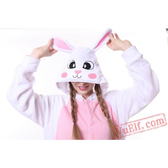 White Purple Rabbit Adult Kigurumi Onesie Pajamas Costume Unisex