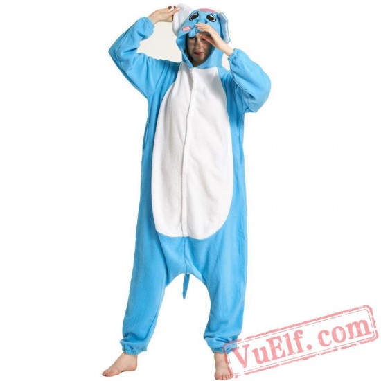 Blue Elephant Kigurumi Onesie Adult Pajamas Costumes 