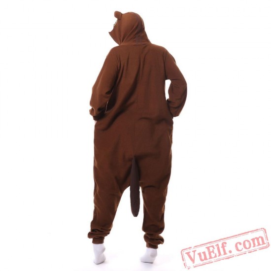 Brown Squirrel Kigurumi Onesie Pajamass Adult Animal Onesies