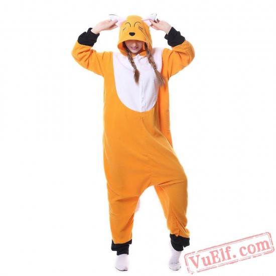 Adult Unisex Orange Fox Kigurumi Onesies Pajamas Costumes