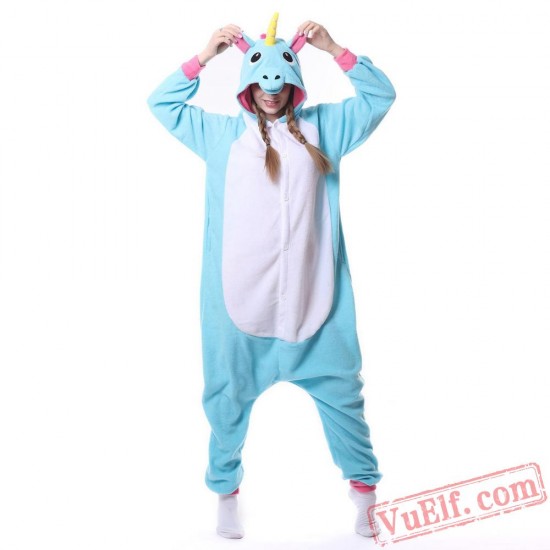 Blue & Pink Unicorn Kigurumi Onesie Pajamas Animal Onesies Costume