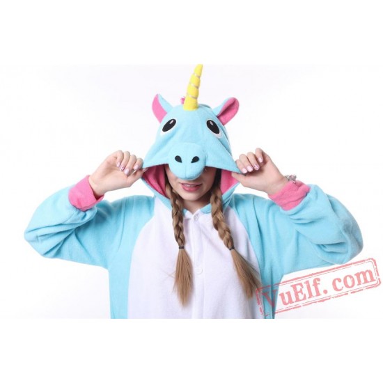 Blue & Pink Unicorn Kigurumi Onesie Pajamas Animal Onesies Costume