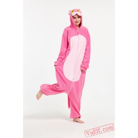 Adult Cartoon Pink Wolf Kigurumi Onesies Pajamas Costumes