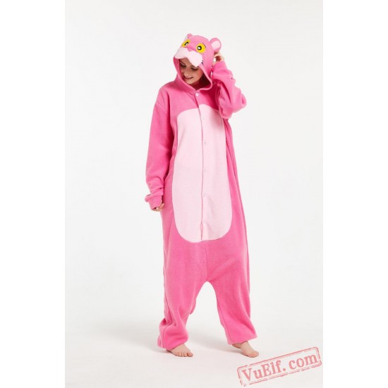 Adult Cartoon Pink Wolf Kigurumi Onesies Pajamas Costumes