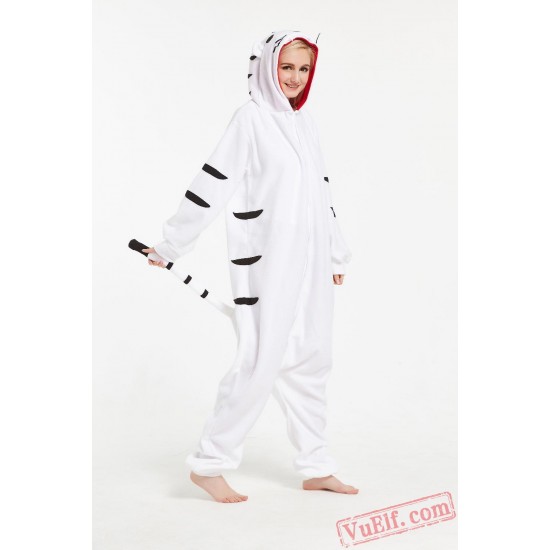 White Tiger Onesie Pajamass Adult Animal Kigurumi Onesies