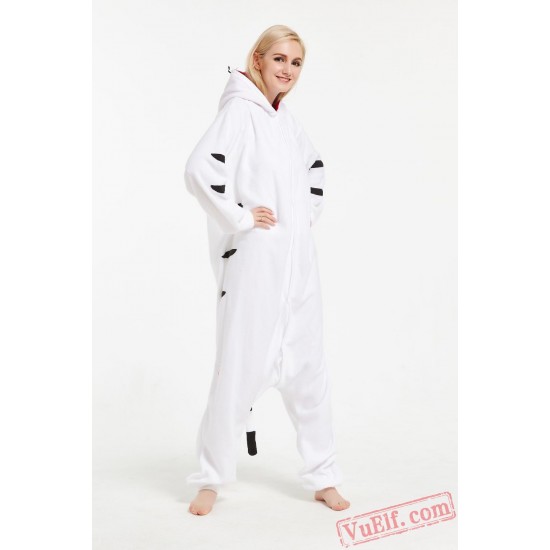 White Tiger Onesie Pajamass Adult Animal Kigurumi Onesies