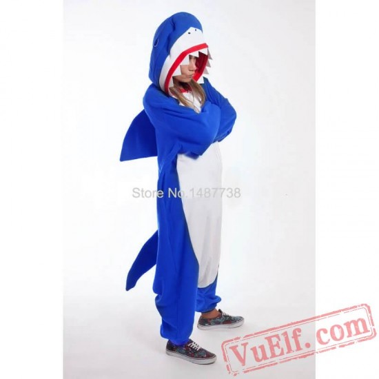 Adult Blue Shark Kigurumi Onesie Pajamas Costume Unisex
